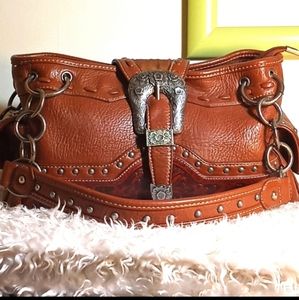 EUC Montana West brown leather western handbag